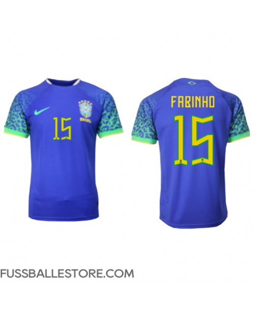 Günstige Brasilien Fabinho #15 Auswärtstrikot WM 2022 Kurzarm